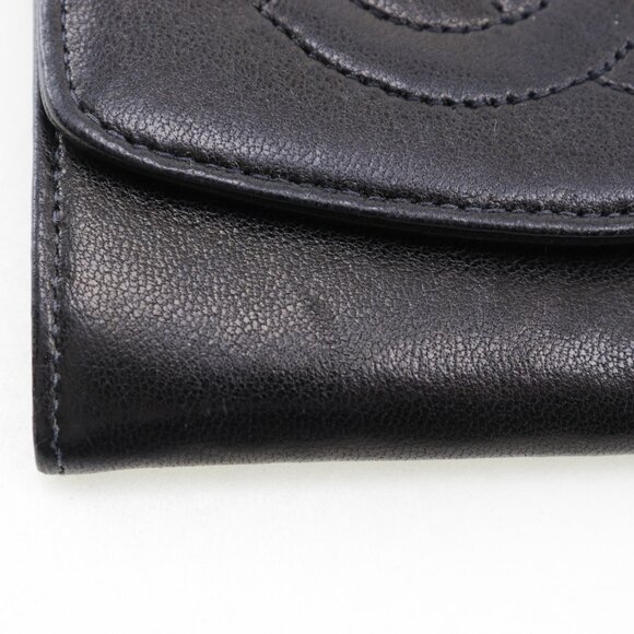 CHANEL Authentic Black Lambskin Leather Logo Wallet - Picture 8 of 11
